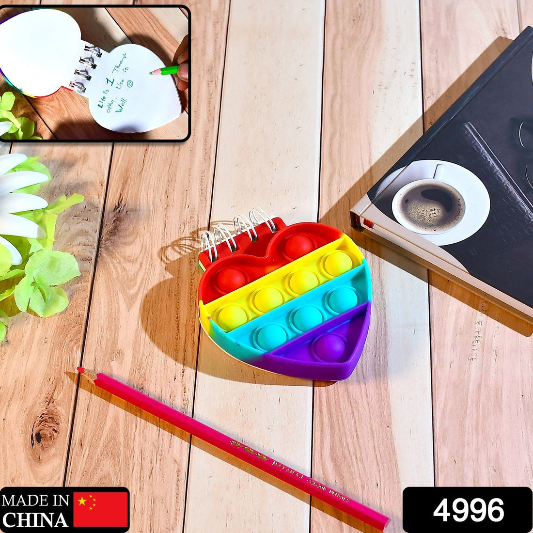 Heart pattern  it Fidget Spiral Notebook Bubble Push  Fidget Silicon Toy Book Stress Relief Anxiety School Stationery Notebook