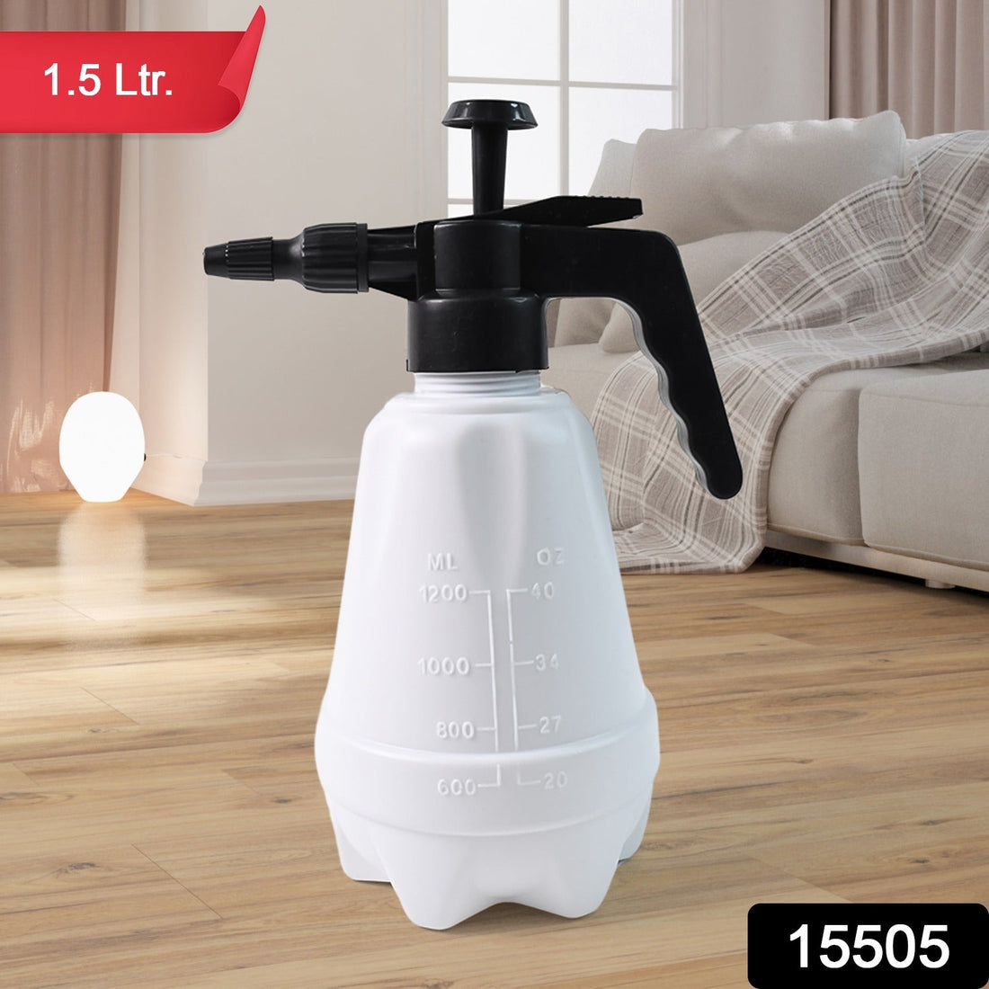 1.5L Heavy-Duty Plastic Pressure Spray Bottle with Adjustable Nozzle